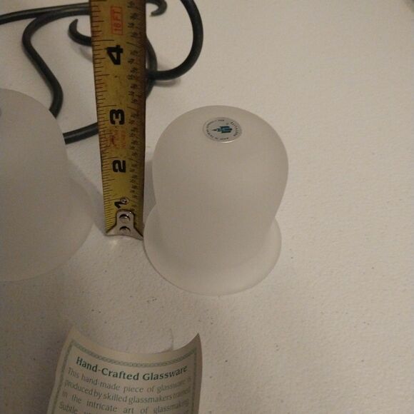 PartyLite P0121 Scroll Wall Sconce Metal W/ Frosted Glass Votive Tealight Cups - Picture 7 of 14